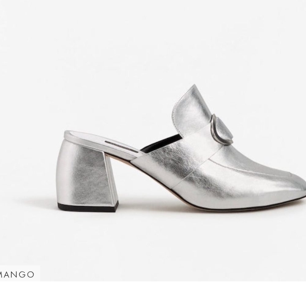 Mango Metallic Silver Mules - Picture 1 of 11